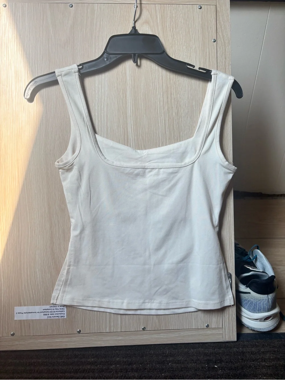 Women's Cream Square-Neck Tank Top